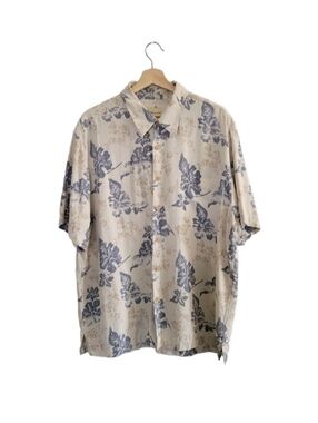 JOSEPH FEISS 100% Silk Hawaiian Floral Button-up Shirt Size XL Vacation Summer